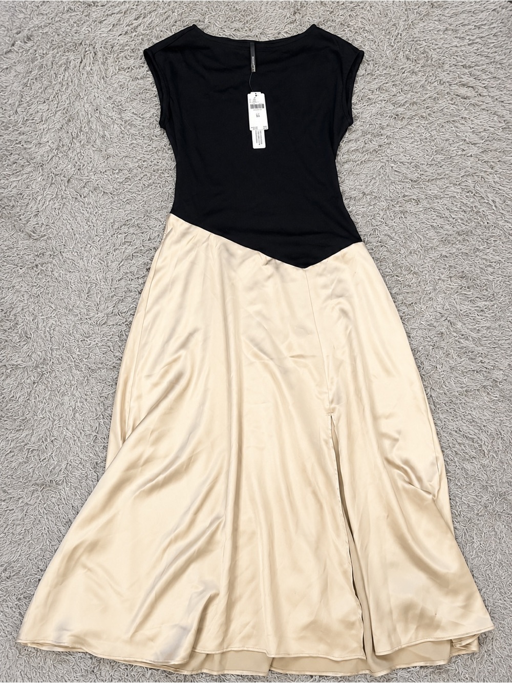 Anthropologie Black and Cream Colorblock Midi Dress